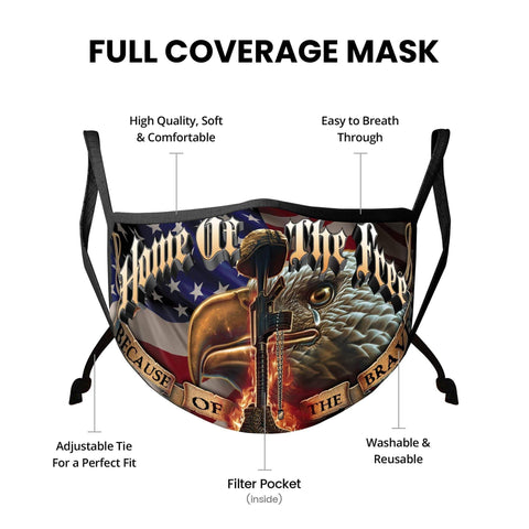 Home Of The Free Because of the Brave Patriotic Eagle Face Mask - Military Republic