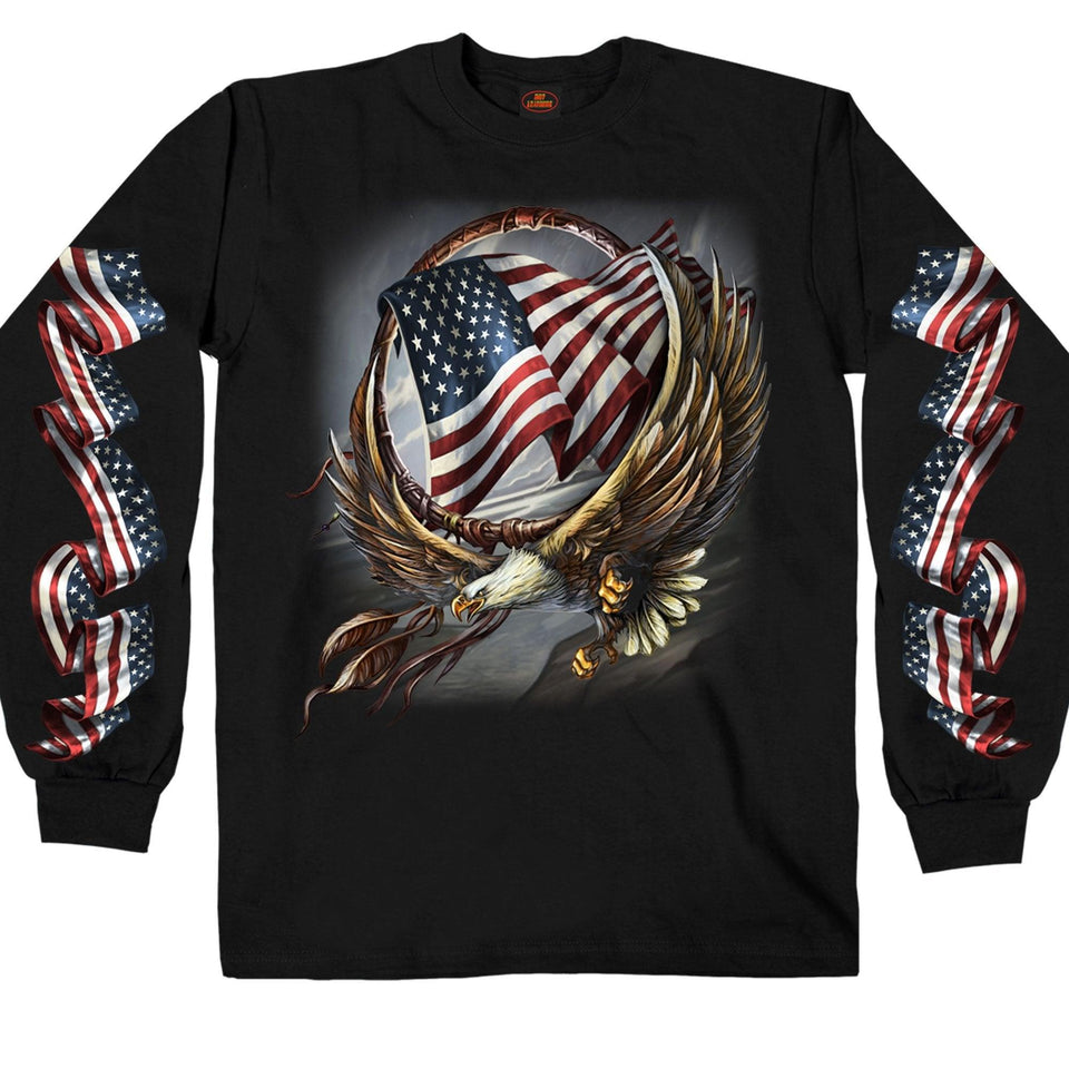 Hoop Eagle Hot Leathers Long Sleeve Biker Men's Shirt - Military Republic
