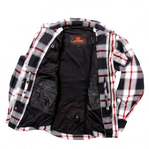 Hot Leathers Armored Red and White Flannel Jacket - Military Republic