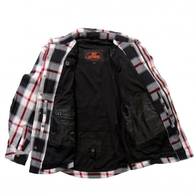 Hot Leathers Armored Red and White Flannel Jacket - Military Republic