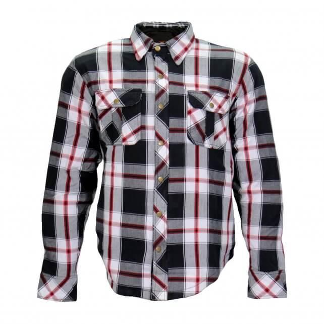 Hot Leathers Armored Red and White Flannel Jacket - Military Republic