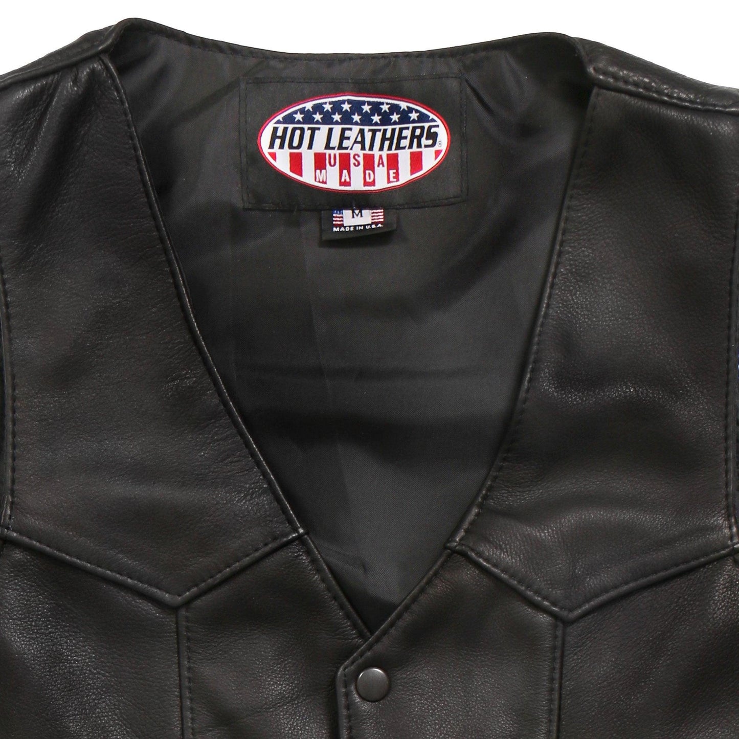 Hot Leathers Men's USA Made Premium Full Grain Cow Hide Vest - Military Republic