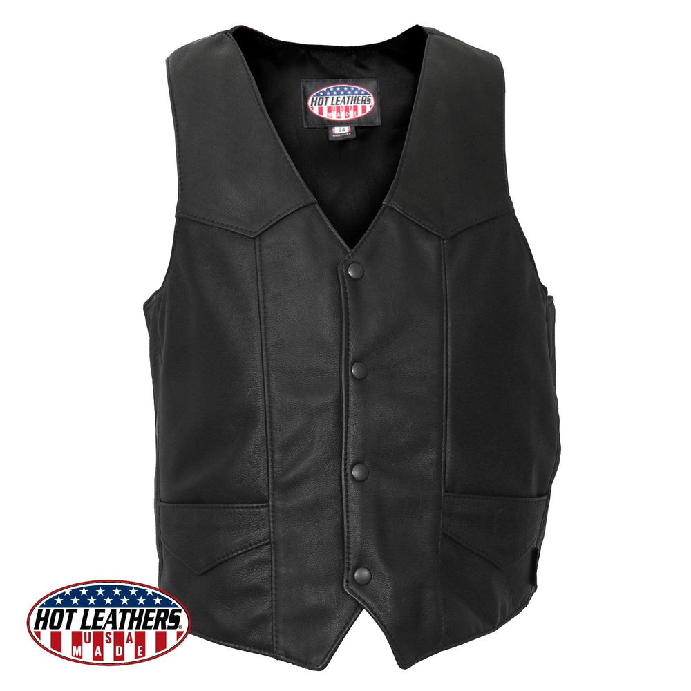 Hot Leathers Men's USA Made Premium Full Grain Cow Hide Vest - Military Republic