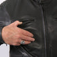 Hot Leathers Men's USA Made Premium Full Grain Naked Cow Hide Racer Jacket - Military Republic