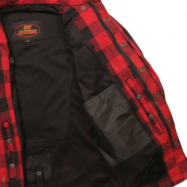 Hot Leathers Red and Black Armored Flannel Jacket - Military Republic