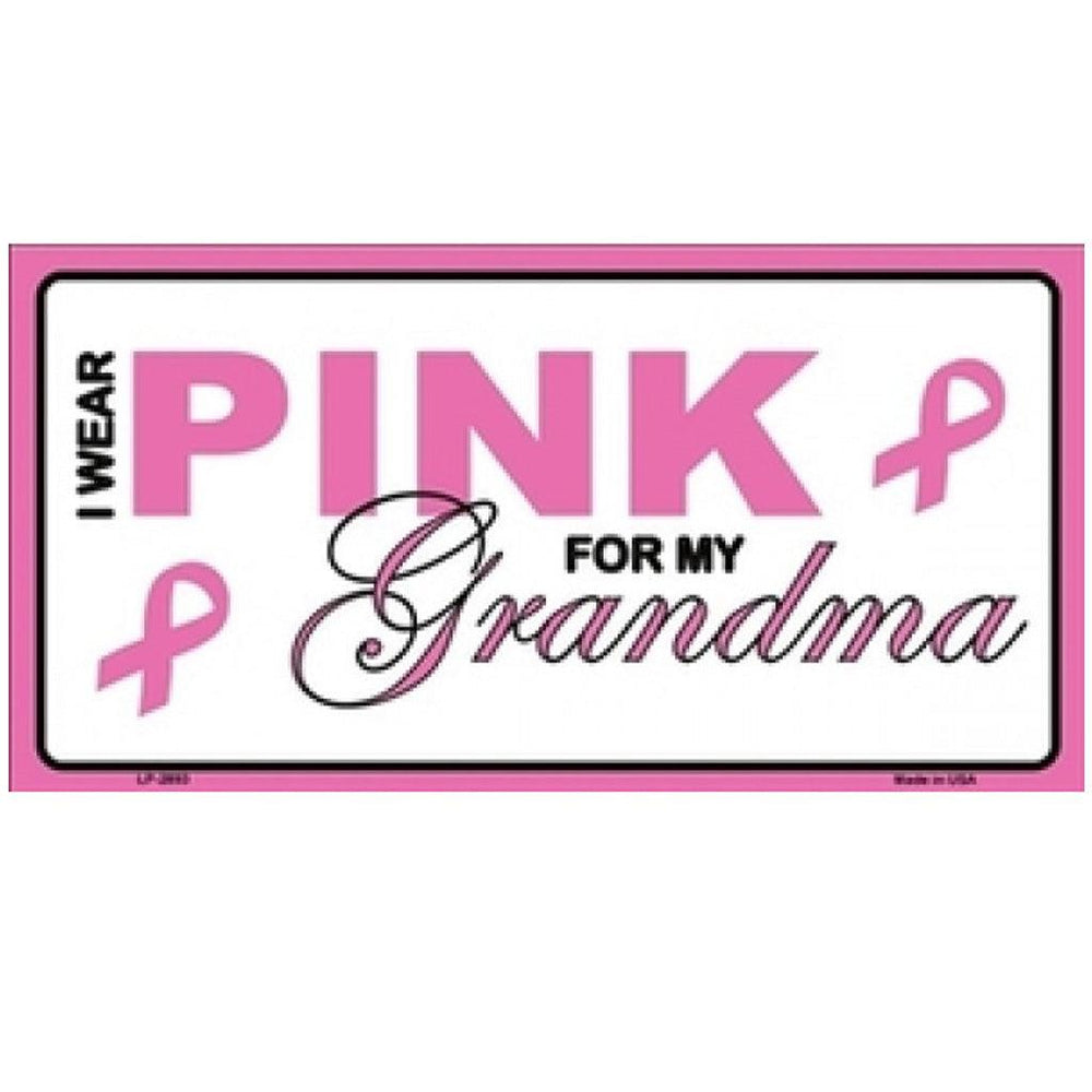 I Wear My Pink For My Grandma Breast Cancer Metal License Plate - Military Republic