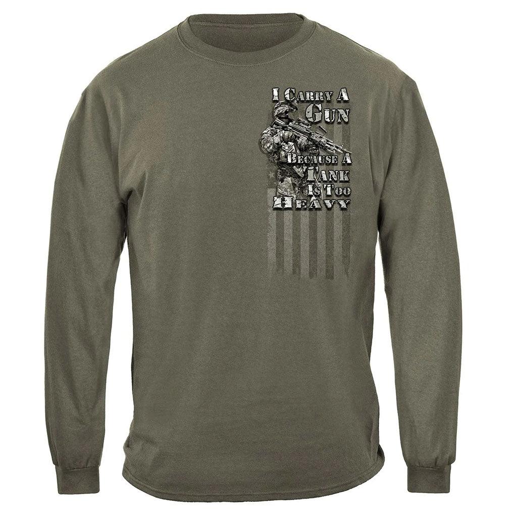 United States I Carry A Gun Tank Is Too Heavy Premium Long Sleeve - Military Republic