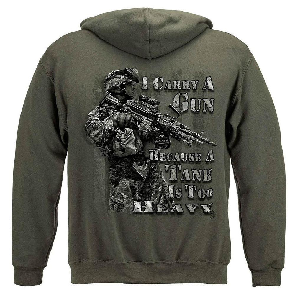 United States I Carry A Gun Tank Is Too Heavy Premium Hoodie - Military Republic