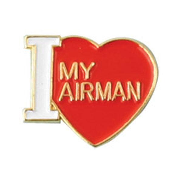 I Love My Airman with Heart Lapel Pin 1/2" - Military Republic