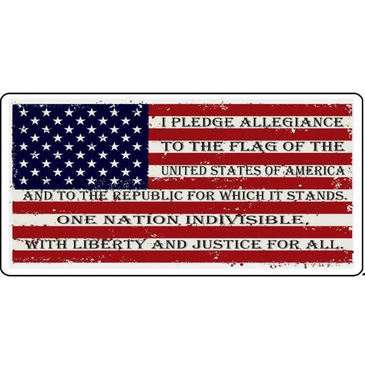 I Pledge Allegiance On American Flag Photo License Plate - Military Republic