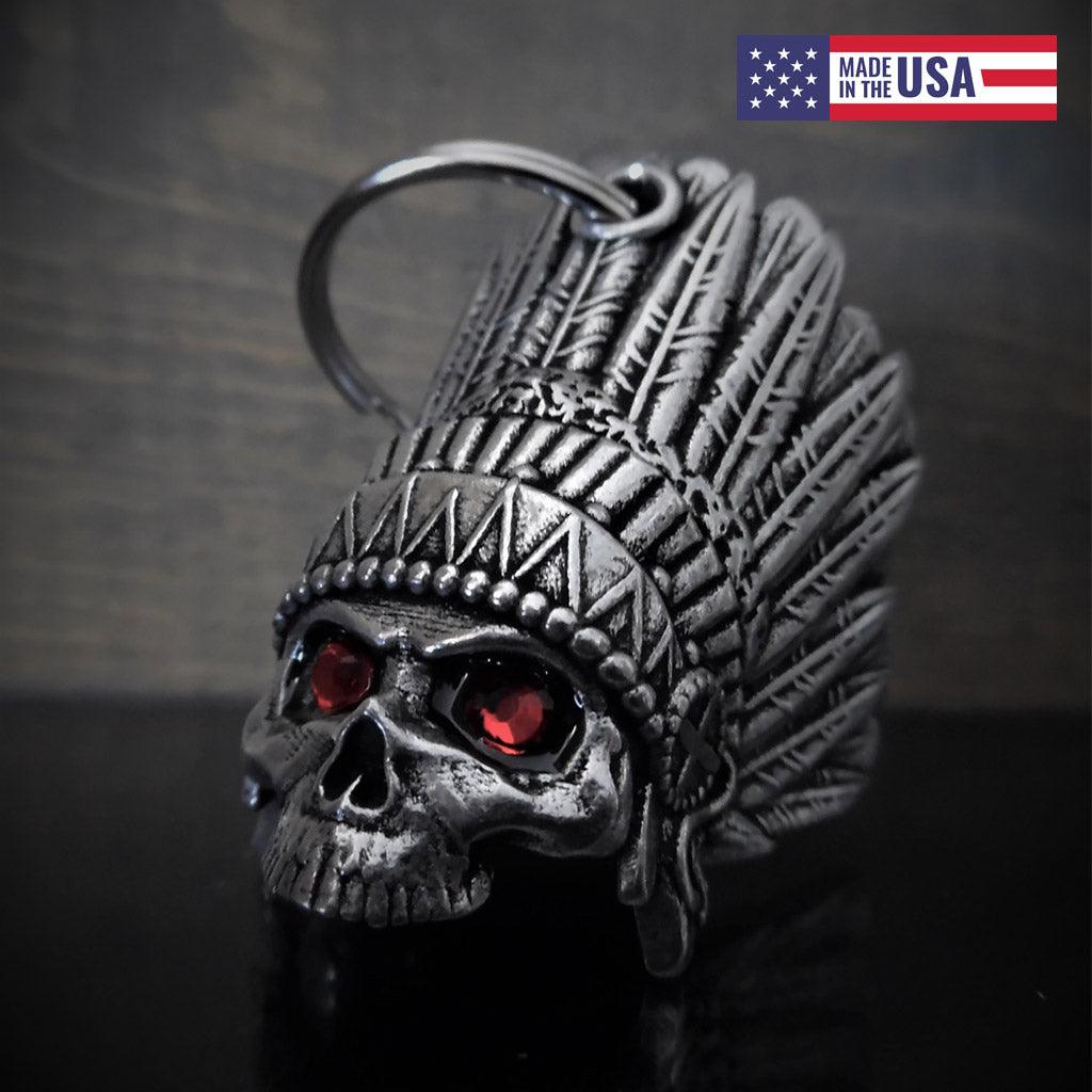 Indian Skull Motorcycle Guardian Diamond Bell - Military Republic