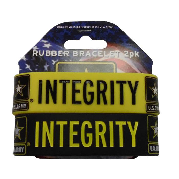 Integrity U.S. Army Rubber Bracelets Wrist Bands 2PACK - Military Republic
