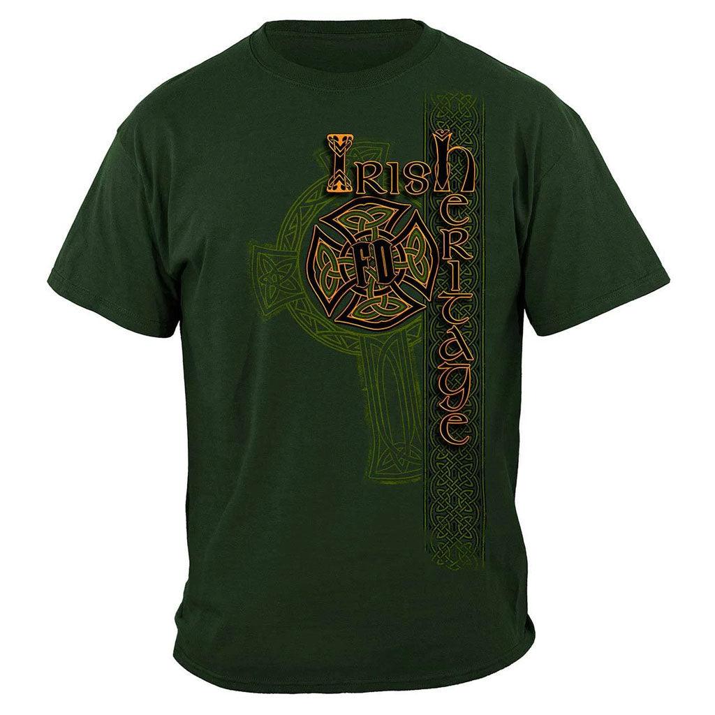 United States Irish Firefighter Gold Cross Premium T-Shirt - Military Republic