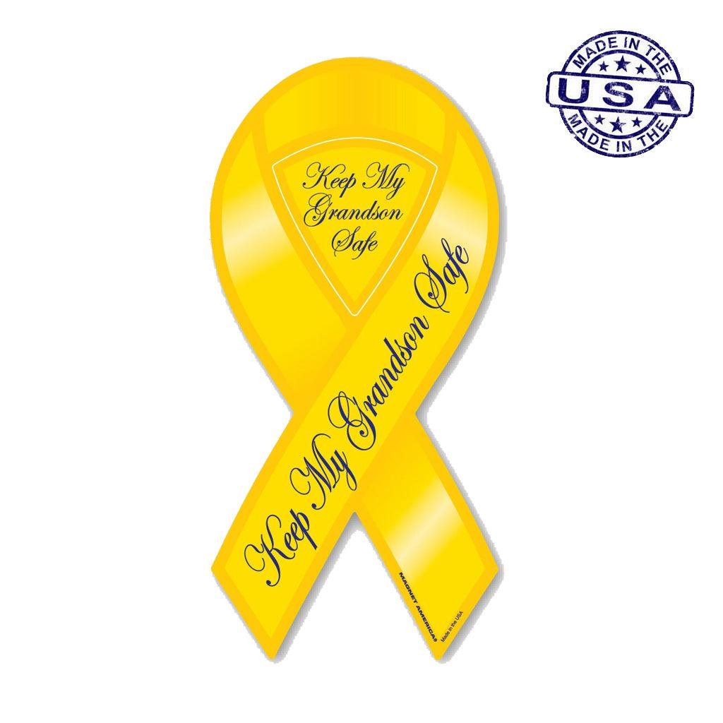 United States Patriotic Keep my Grandson Safe 2 in 1 Ribbon Magnet (3.88" x 8") - Military Republic