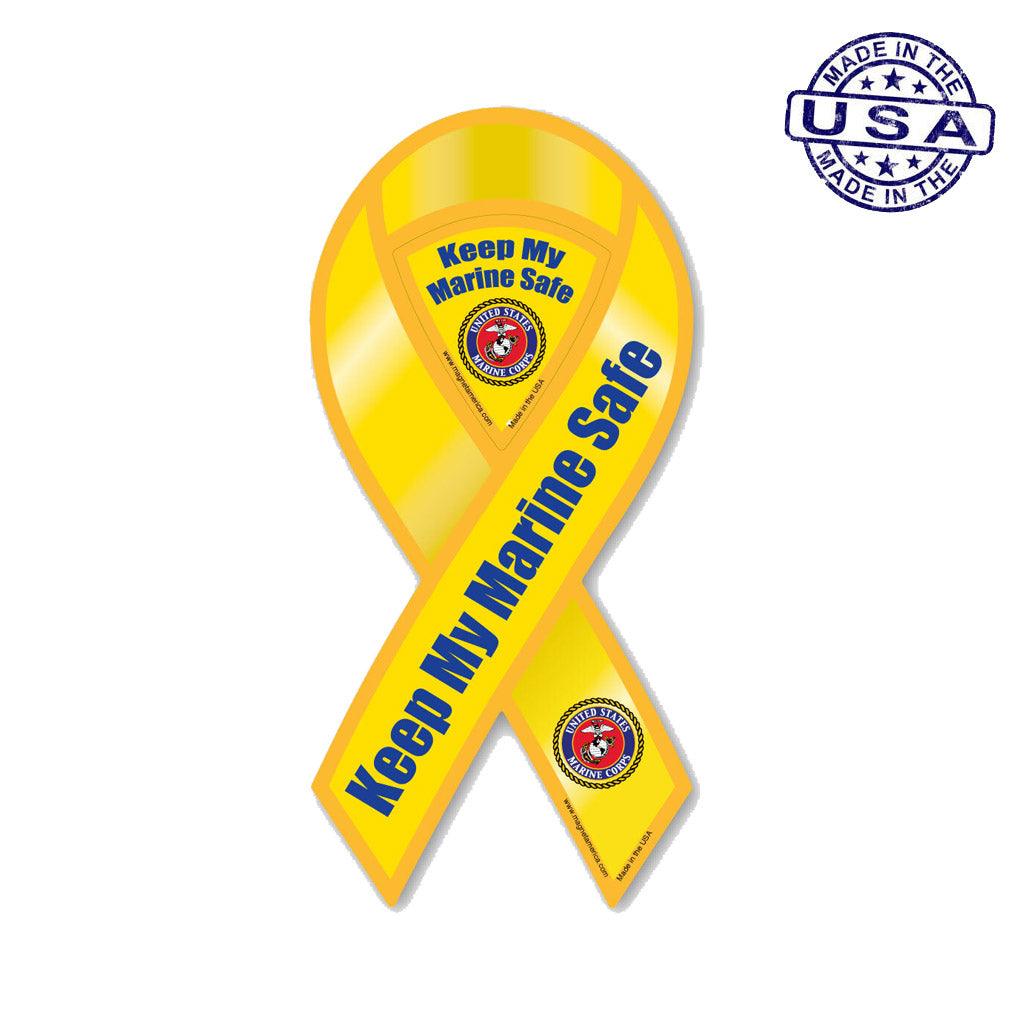 Safe Ribbon United States Marines Keep my Marine Safe Ribbon Magnet (3.88
