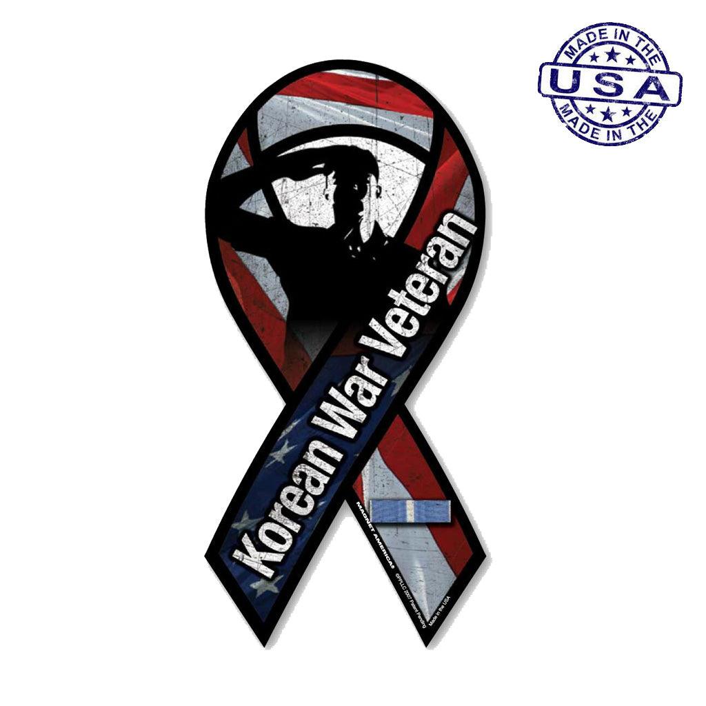 United States Patriotic Korean War Veteran Salute Ribbon Magnet (3.88" x 8") - Military Republic