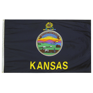Kansas State Nylon Outdoors Flag- Sizes 2' to 10' Length - Military Republic