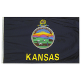 Kansas State Nylon Outdoors Flag- Sizes 2' to 10' Length - Military Republic