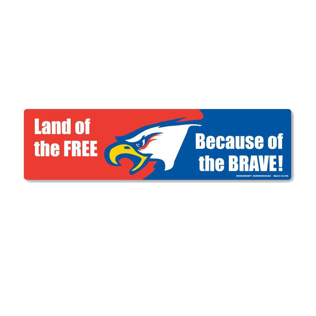 United States Patriotic Land of the Free Bumper Strip Magnet (10.88" x 2.88") - Military Republic