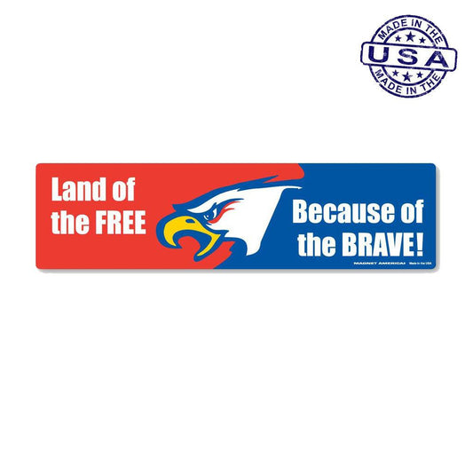 United States Patriotic Land of the Free Bumper Strip Magnet (10.88" x 2.88") - Military Republic