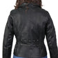 Ladies Black Braided Motorcycle Leather Jacket - Military Republic