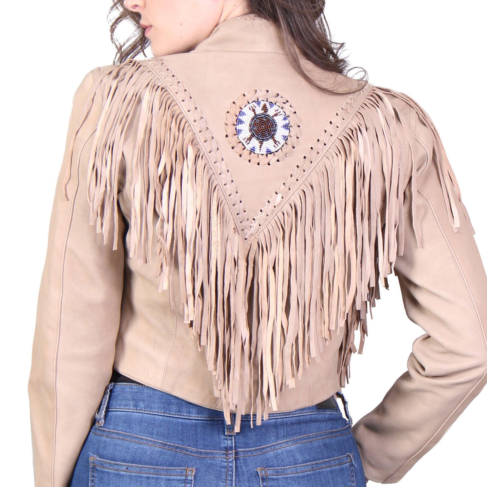 Ladies Brown Bone And Bead Fashion Jacket - Military Republic