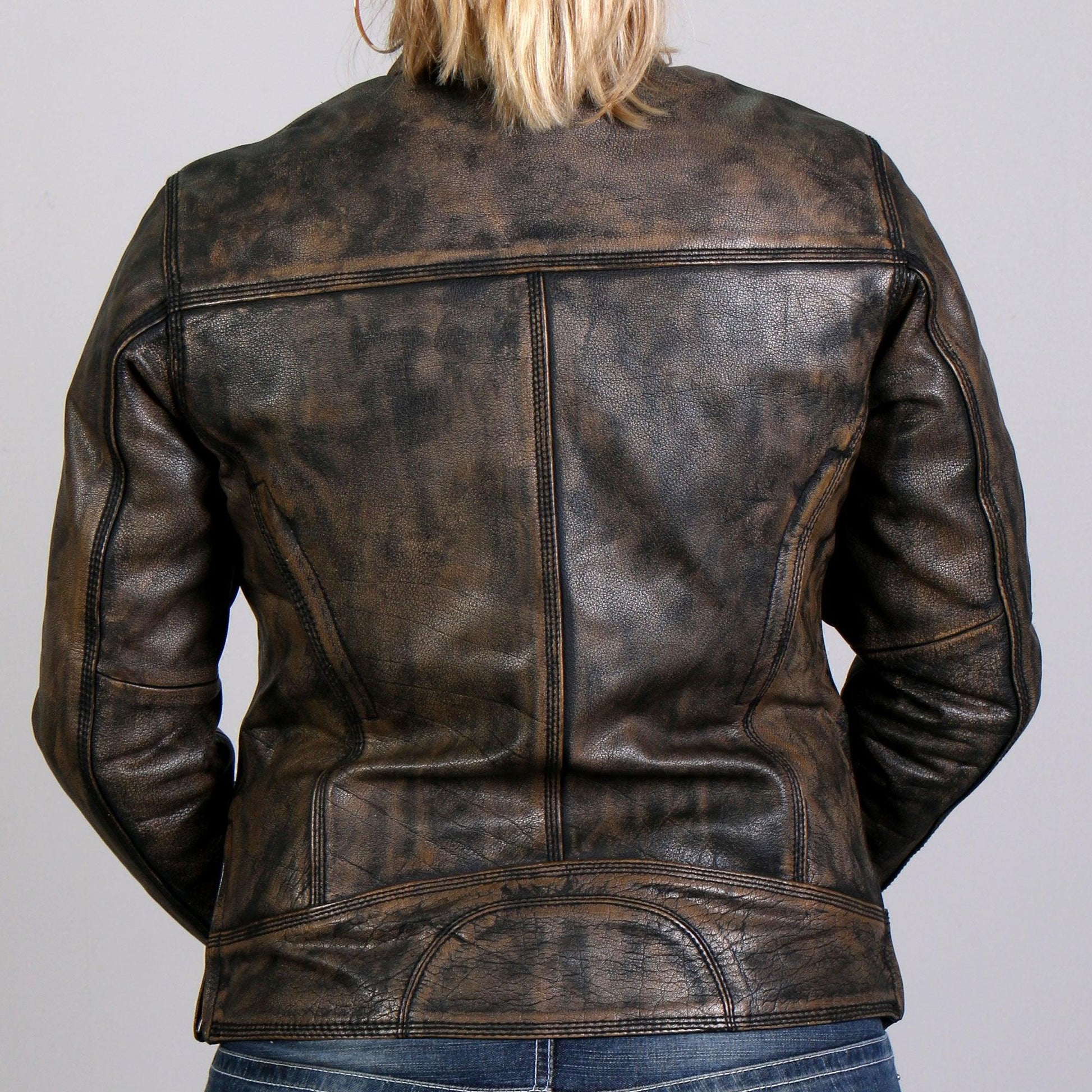 Ladies Distressed Brown Leather Jacket Heritage Collection - Military Republic