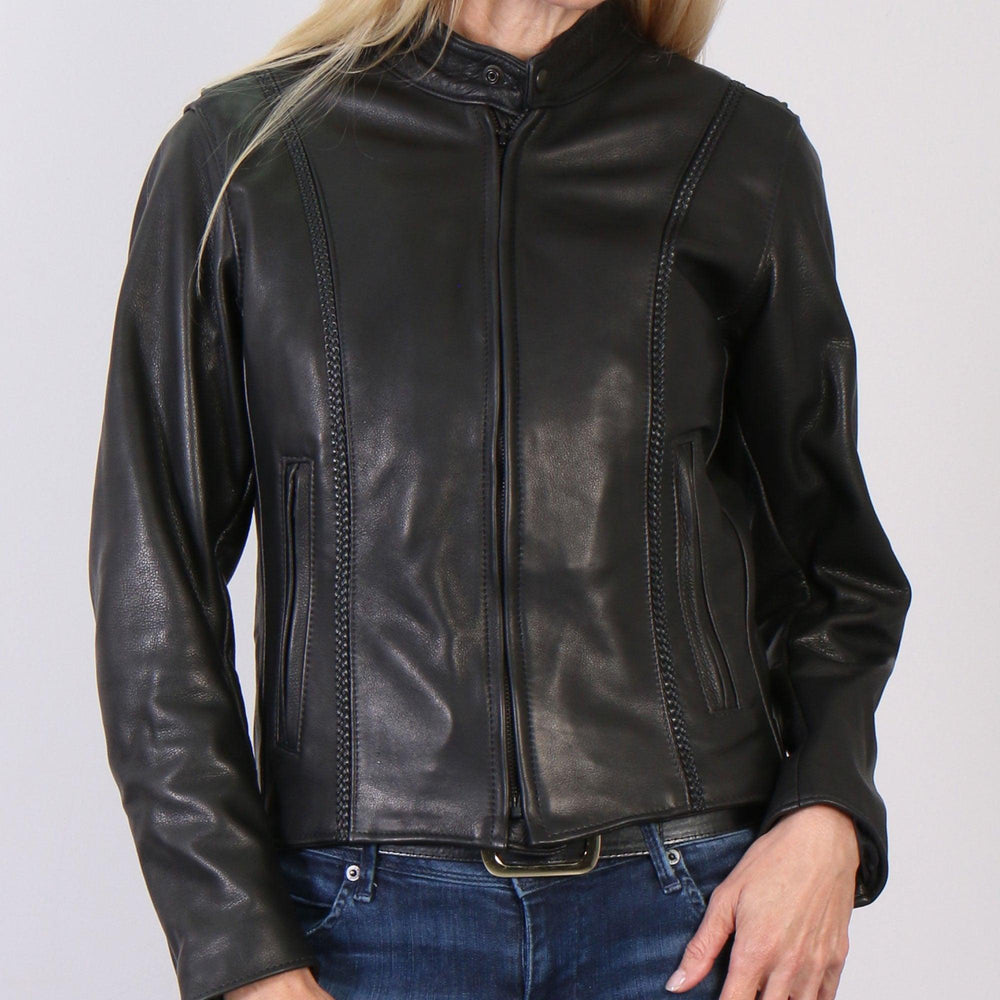 USA Made Ladies Leather Jacket With Braided Detail - Military Republic