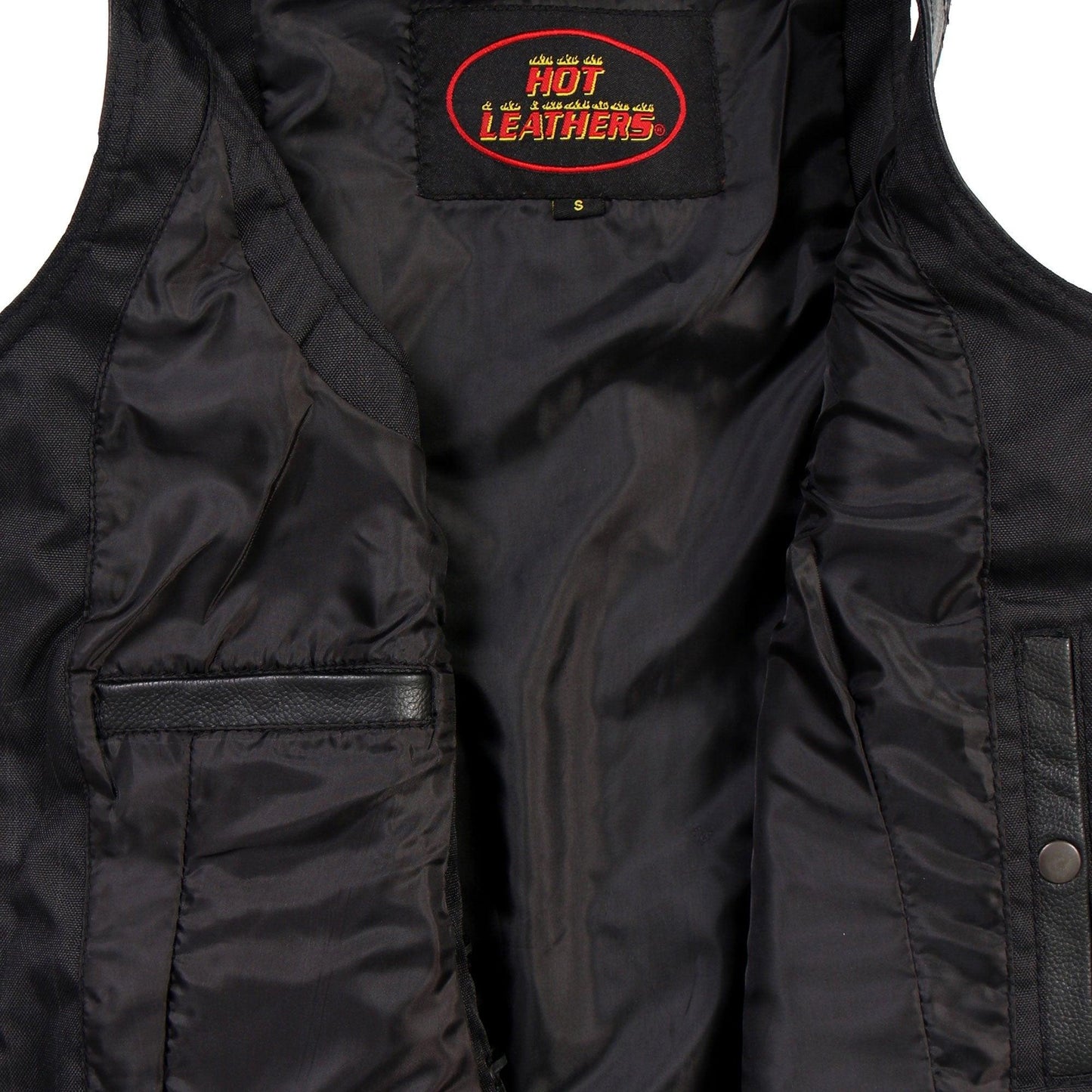 Ladies Black Naked Hot Leathers Leather Biker Vest - Military Republic