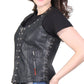 Ladies Black Naked Hot Leathers Leather Biker Vest - Military Republic