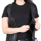 Ladies Side Lace Zip Up Hot Leathers Leather Vest - Military Republic
