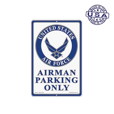Large Rectangular United States Air Force Airman Parking Only Aluminum Sign - 12" x 18" - Military Republic