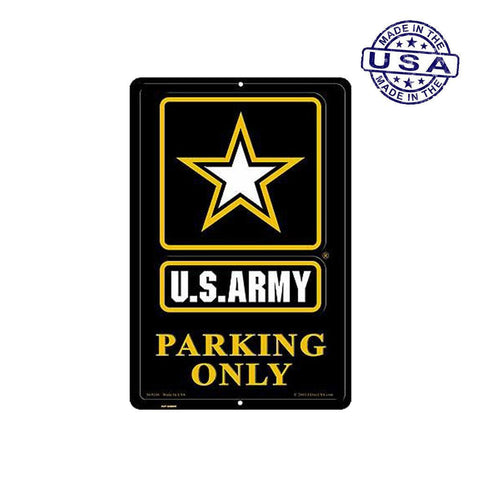 Large Rectangular United States Army Parking Only Aluminum Sign - 12" x 18" - Military Republic
