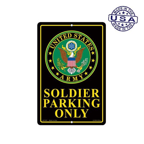 Large Rectangular United States Army Soldier Parking Only Aluminum Sign - 8" x 12" - Military Republic