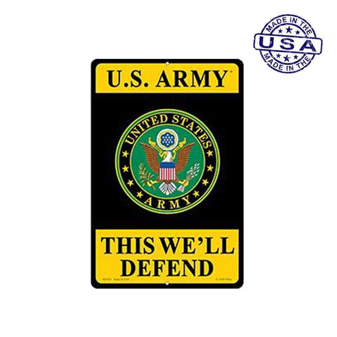 Large Rectangular United States Army This We'll Defend Aluminum Sign - 12" x 18" - Military Republic