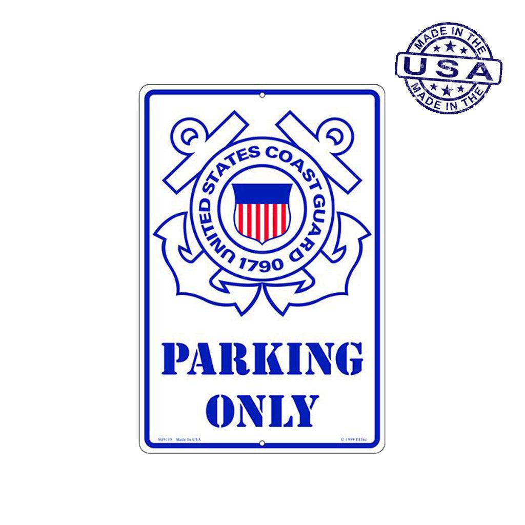 Large Rectangular United States Coast Guard 1790 Parking Only Aluminum Sign - 12" x 18" - Military Republic