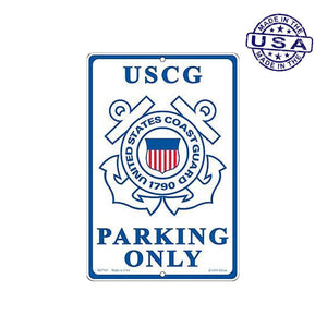Large Rectangular United States Coast Guard Parking Only Aluminum Sign - 8" x 12" - Military Republic
