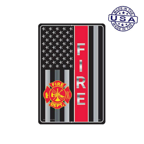 Large Rectangular United States Fire Dept Aluminum Sign - 12" x 18" - Military Republic