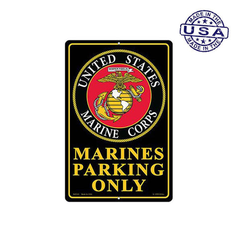 Large Rectangular United States Marines Parking Only Aluminum Sign - 12" x 18" - Military Republic