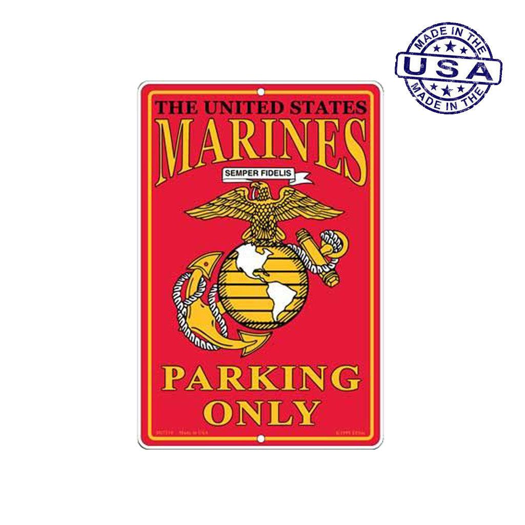 Large Rectangular United States Marines Soldier Parking Only Aluminum Sign - 8" x 12" - Military Republic