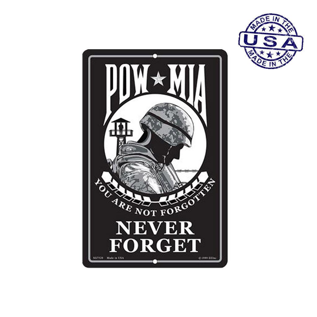 Large Rectangular United States Patriotic Never Forget  Aluminum Sign - 8" x 12" - Military Republic