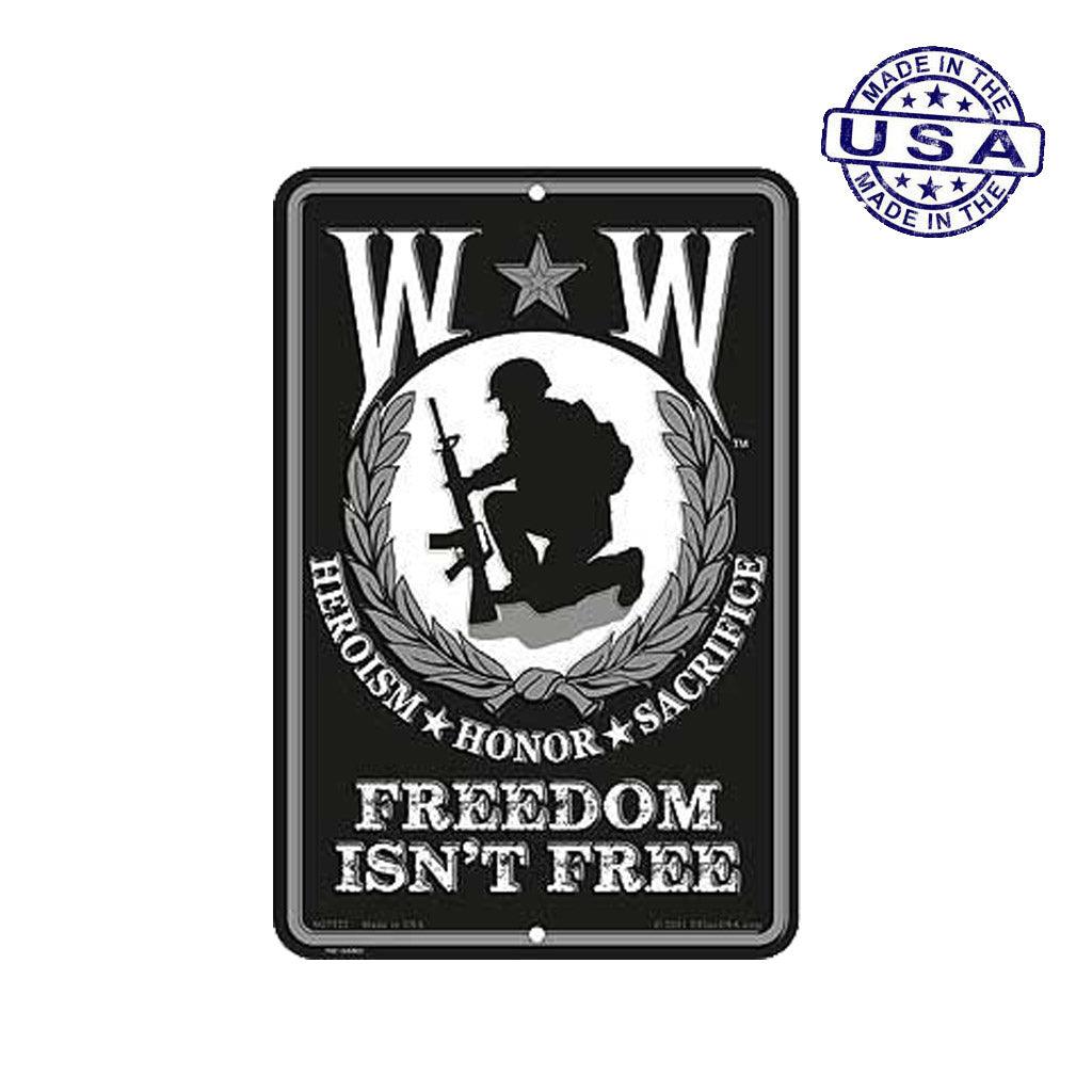 Large Rectangular United States Veteran Freedom Isn't Free Aluminum Sign - 8" x 12" - Military Republic