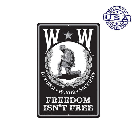 Large Rectangular United States Veteran Freedom Isn't Free Aluminum Sign - 12" x 18" - Military Republic