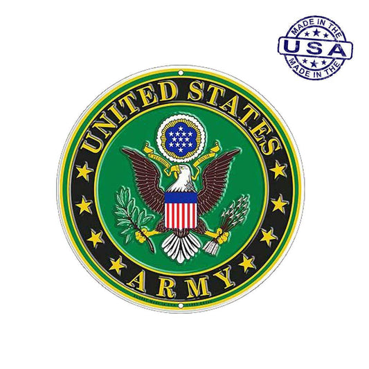 Large Round United States Army Symbol Aluminum Sign - 12" - Military Republic