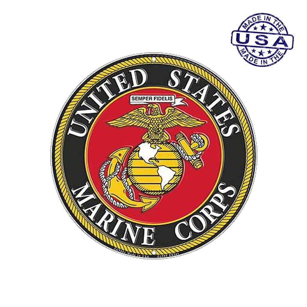 Large Round United States Marine Corps Aluminum Sign - 12" - Military Republic