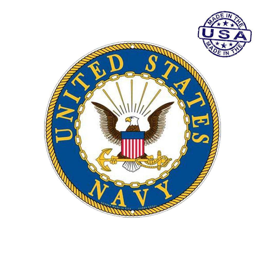 Large Round United States Navy Aluminum Sign - 12" - Military Republic