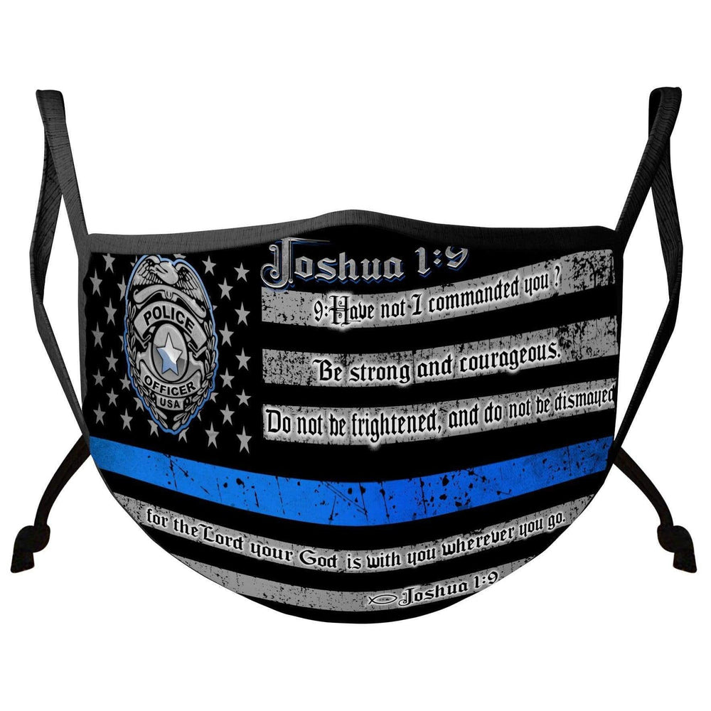 Law Enforcement/Police Blue Line Joshua 1:9 Verse Face Mask - Military Republic