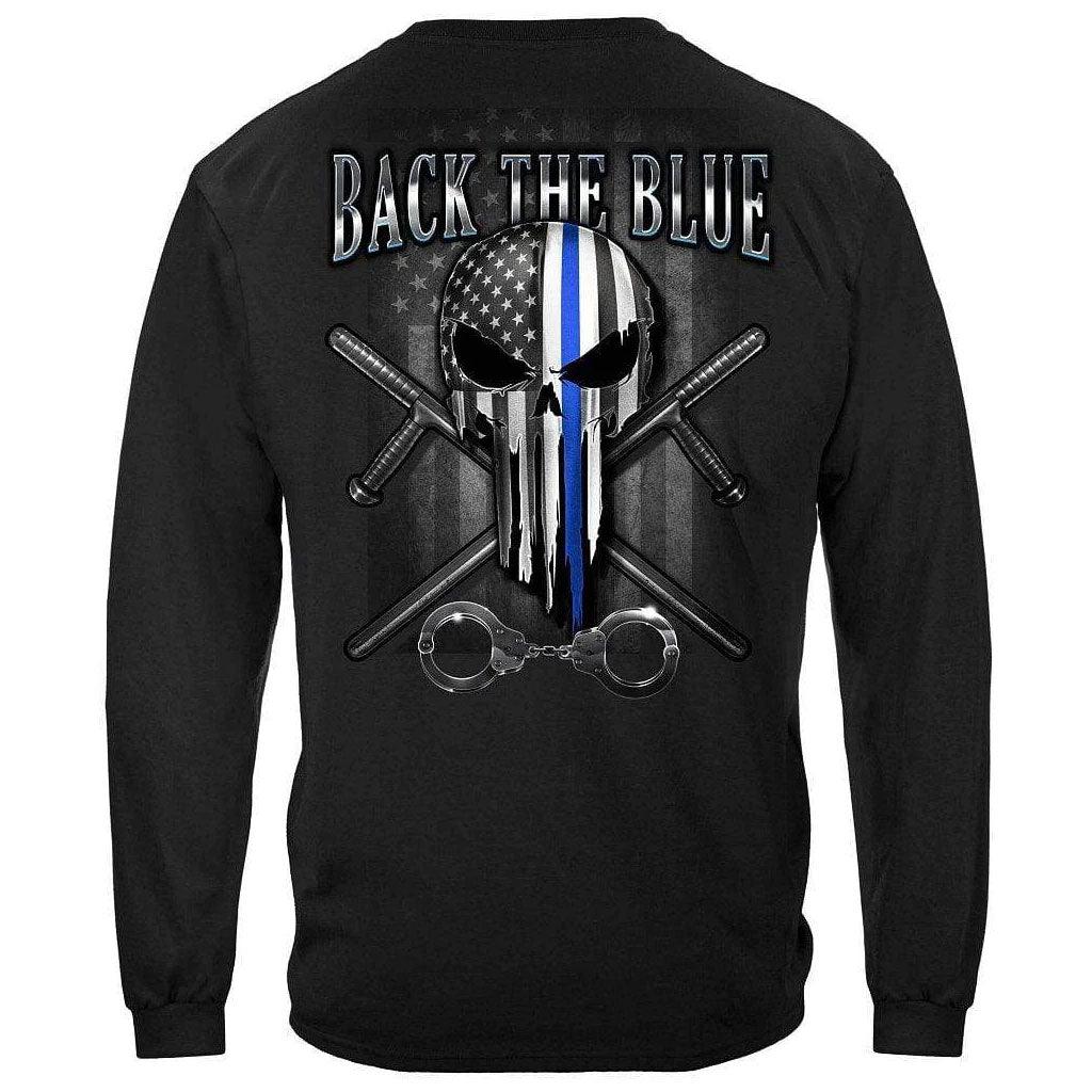 United States Law Enforcement Back the Blue Freedom Skull Premium T-Shirt - Military Republic