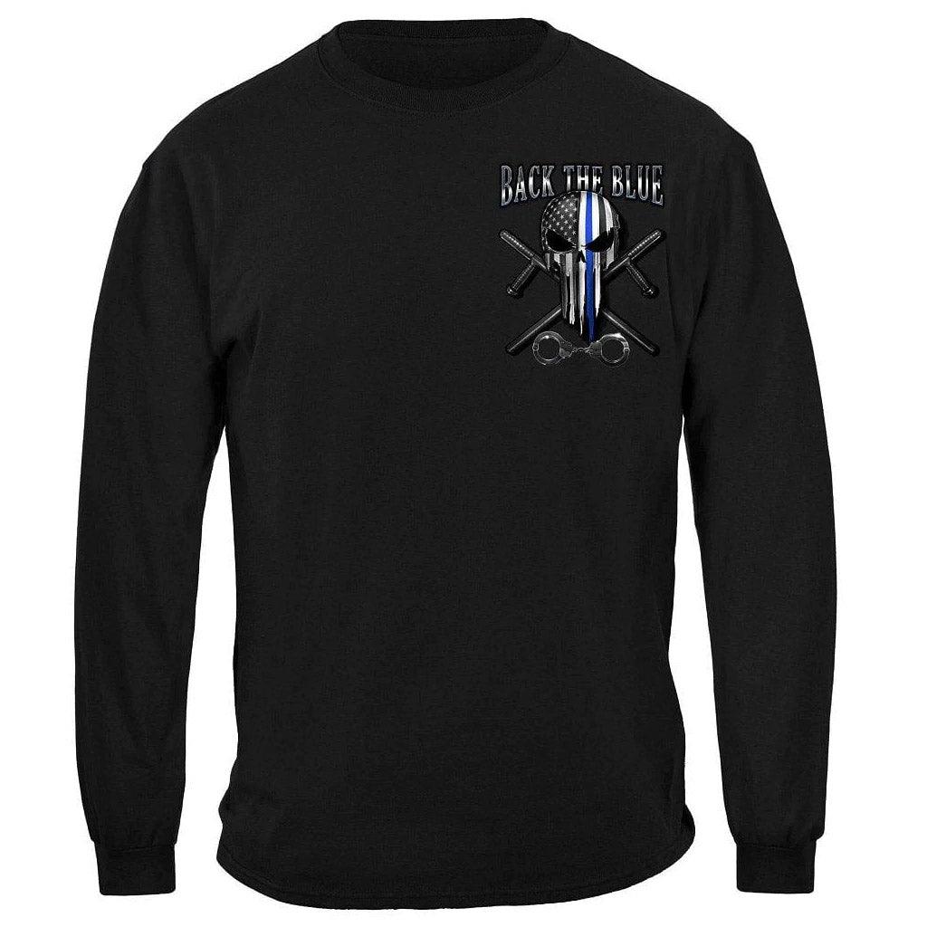 United States Law Enforcement Back the Blue Freedom Skull Premium Long Sleeve - Military Republic
