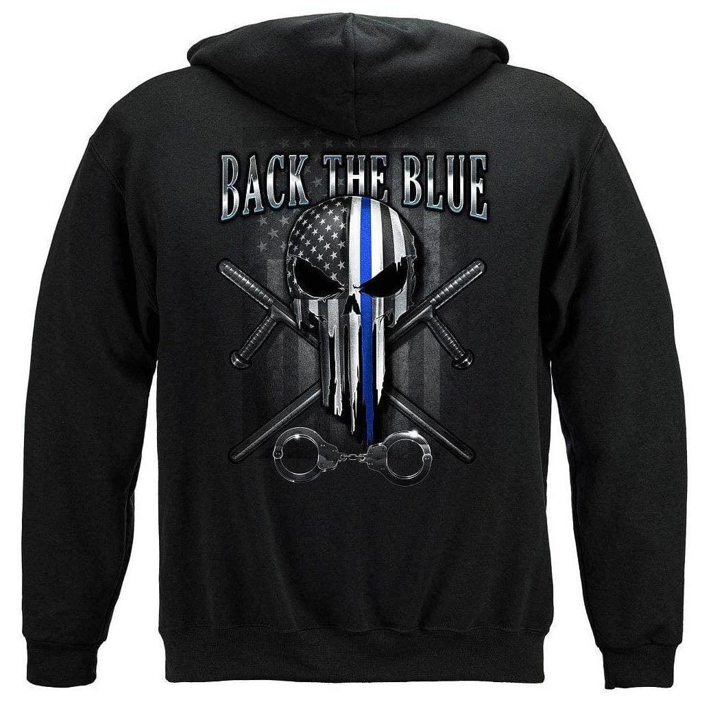 United States Law Enforcement Back the Blue Freedom Skull Premium T-Shirt - Military Republic